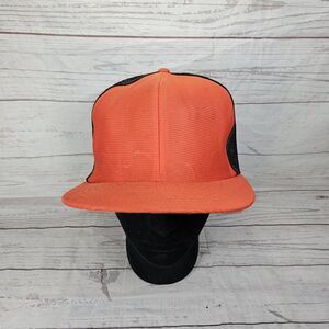 Vintage SnapBack Mesh Trucker Hat Made In USA Orange Black